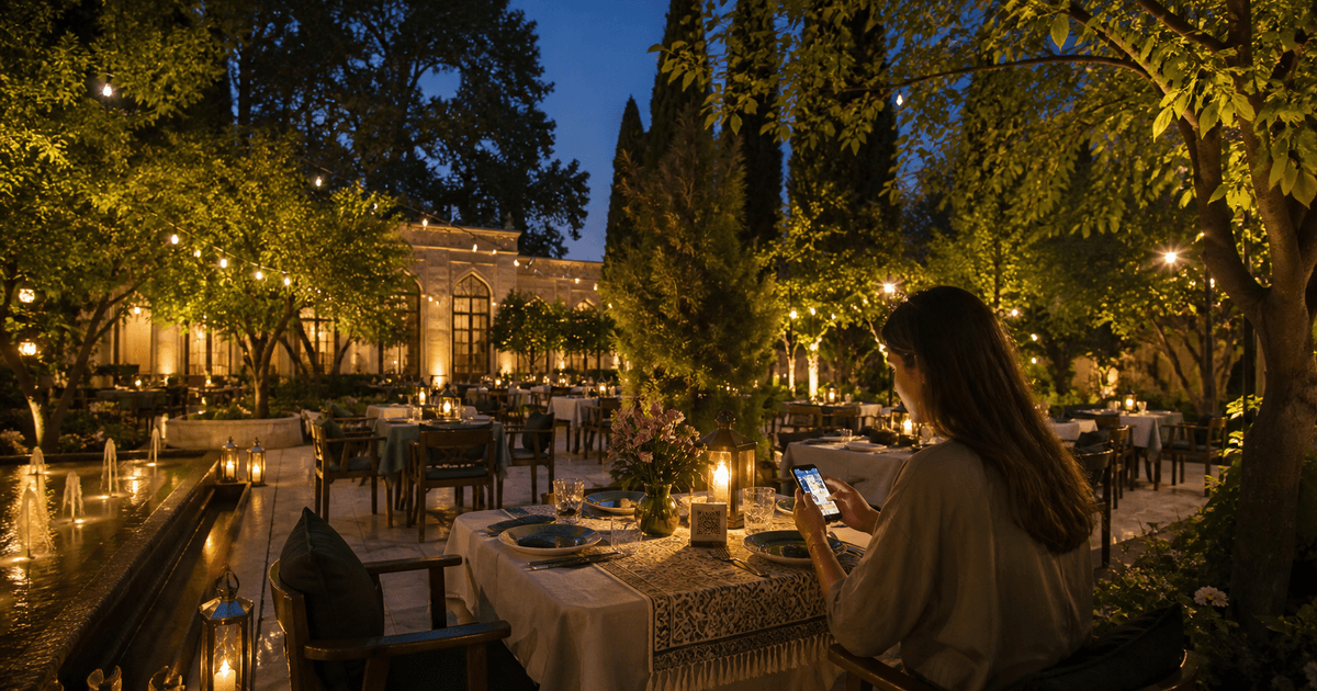 منو دیجیتال برای باغرستوران و تالار پذیرایی